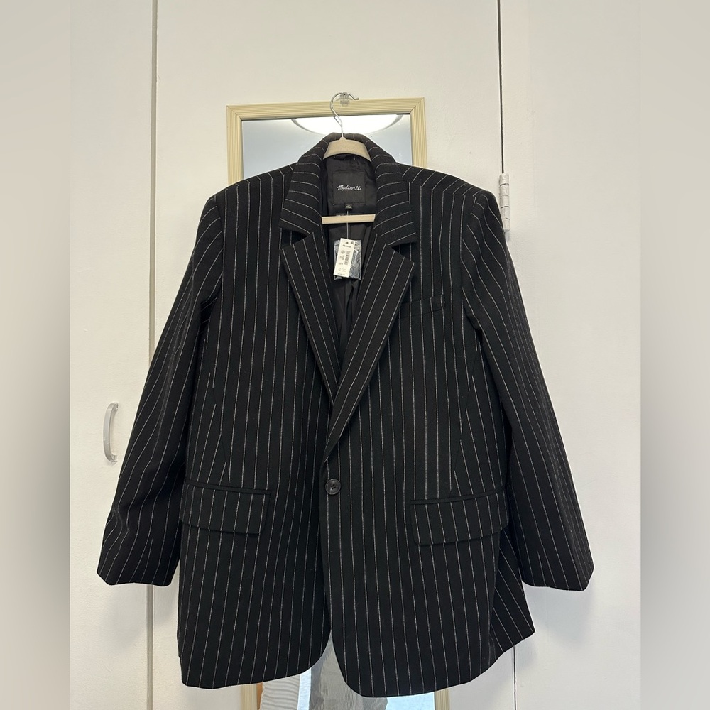 New Madewell oversized pinstripe blazer ( 52% wool)